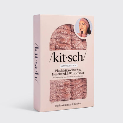 KITSCH - Spa Headband and Wristlets 3pc Set - Terracotta