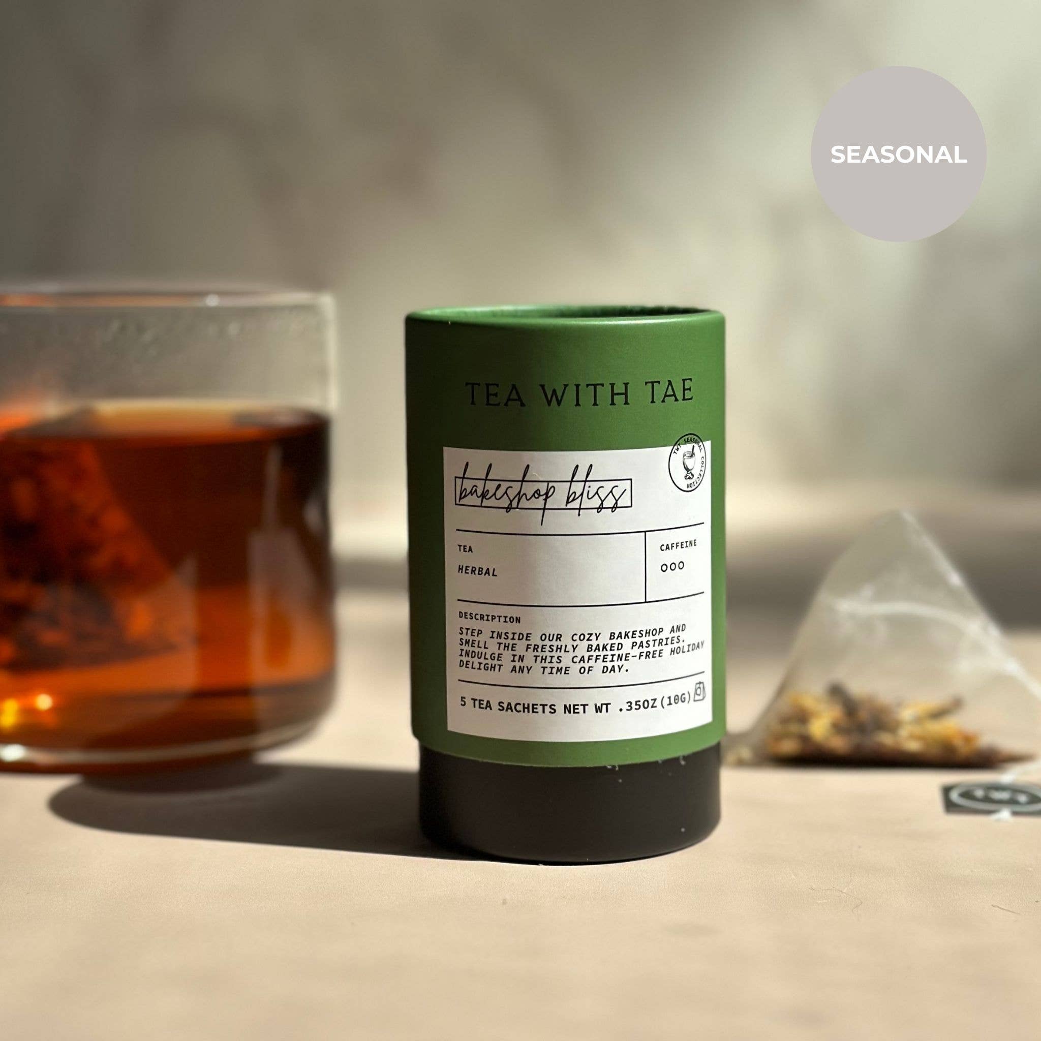 Tea with Tae - Bakeshop Bliss Holiday Herbal Mini Tube Gift (5 tea bags)