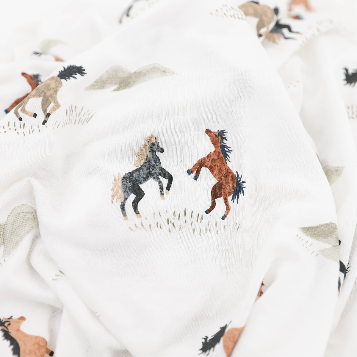 Little Unicorn - Stretch Knit Swaddle Blanket - Wild Horses