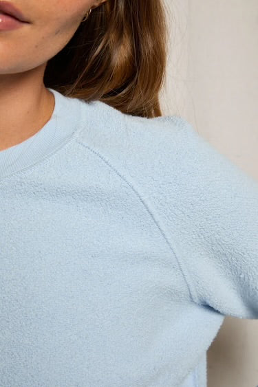 perfectwhitetee -  ziggy inside-out shrunken crewneck sweatshirt - powder blue