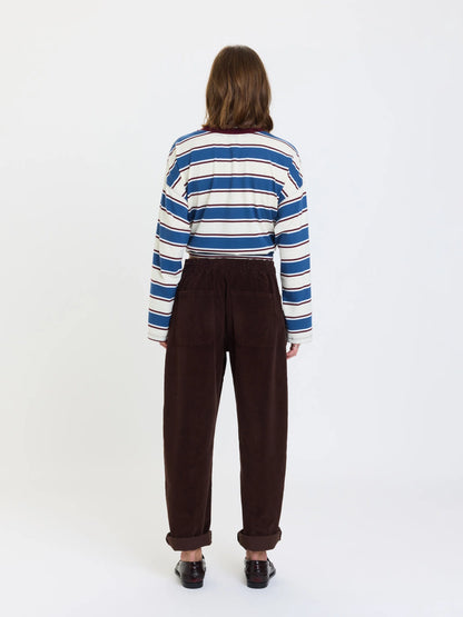 Daze Villa Drawstring Barrel Leg Pants - Chocolate