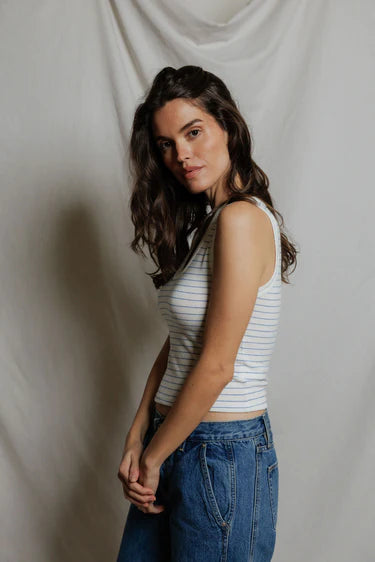 perfectwhitetee kendra brushed sweater tank  - pacific blue