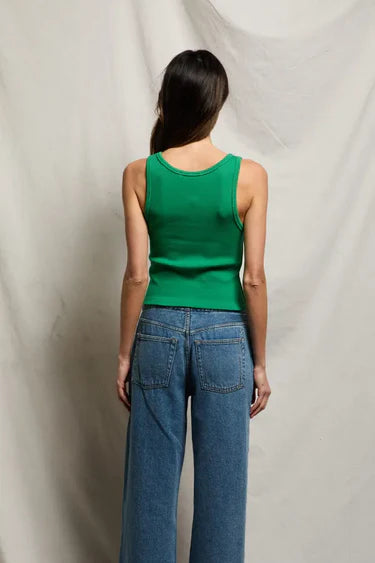 perfectwhitetee - blondie rib tank -  grass green