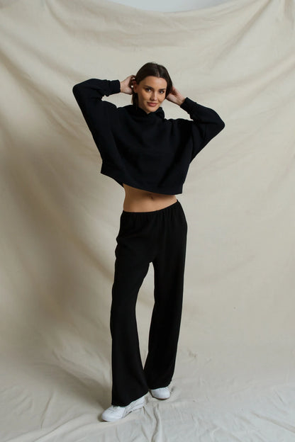 perfectwhitetee - georgia crepe easy pants - true black