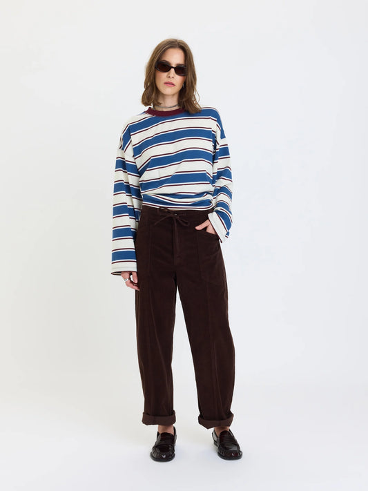 Daze Villa Drawstring Barrel Leg Pants - Chocolate