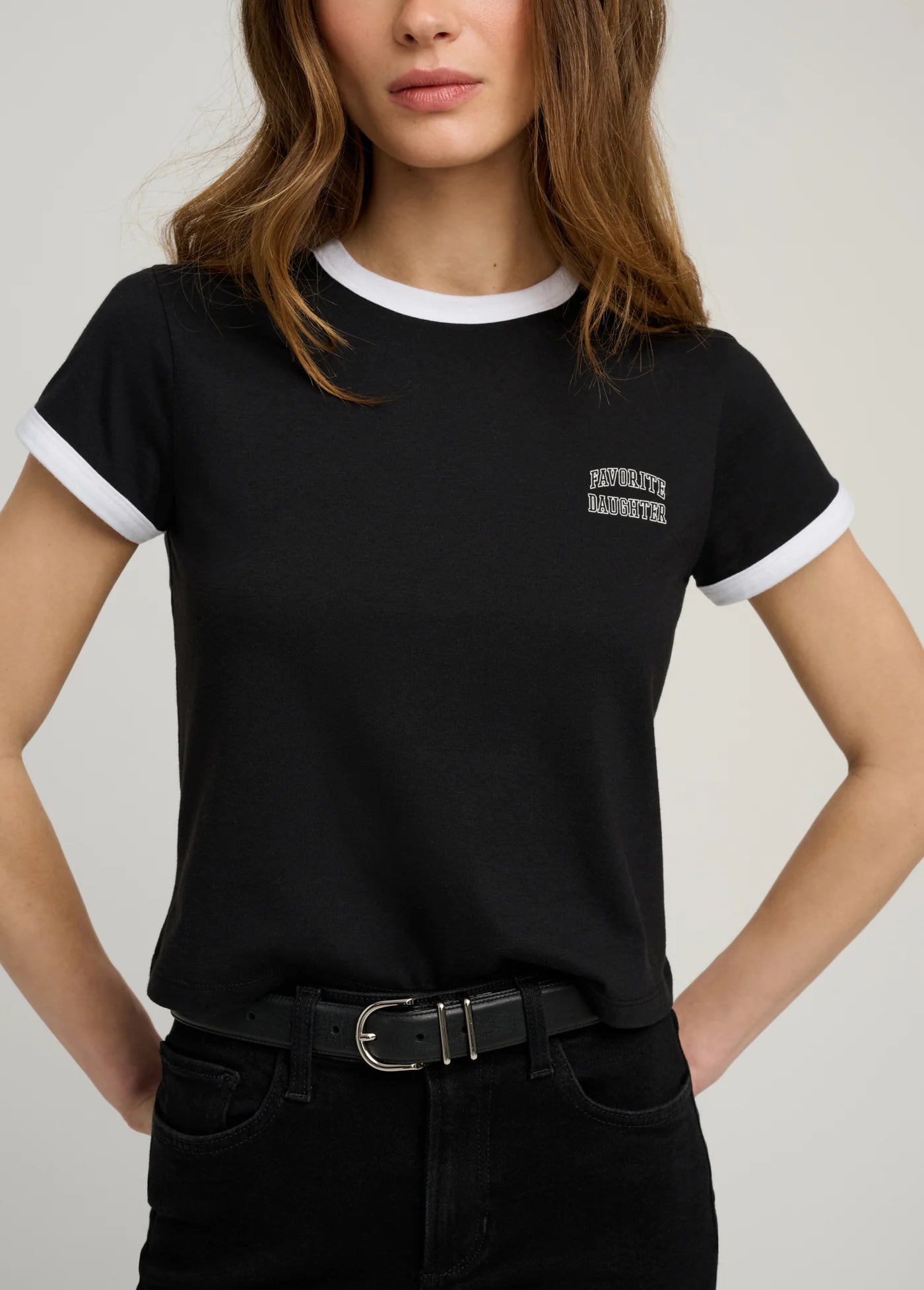 favorite daughter - ringer tee - black/off-white