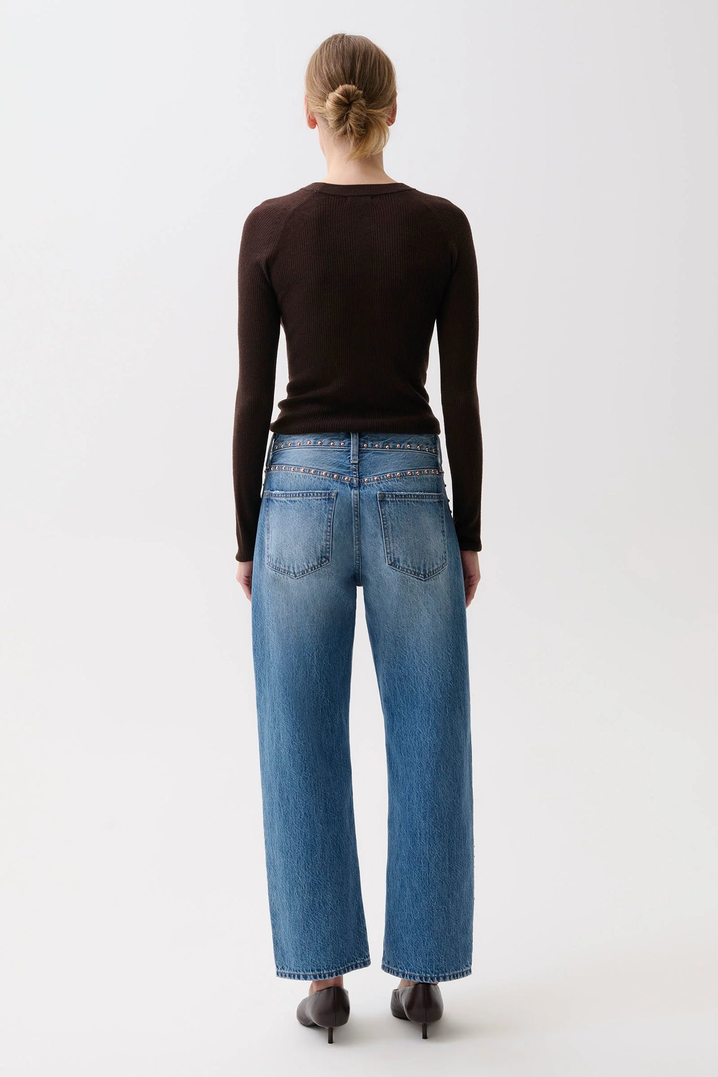 Pistola Lexi Mid-Rise Bowed Straight Jeans - Star Studded