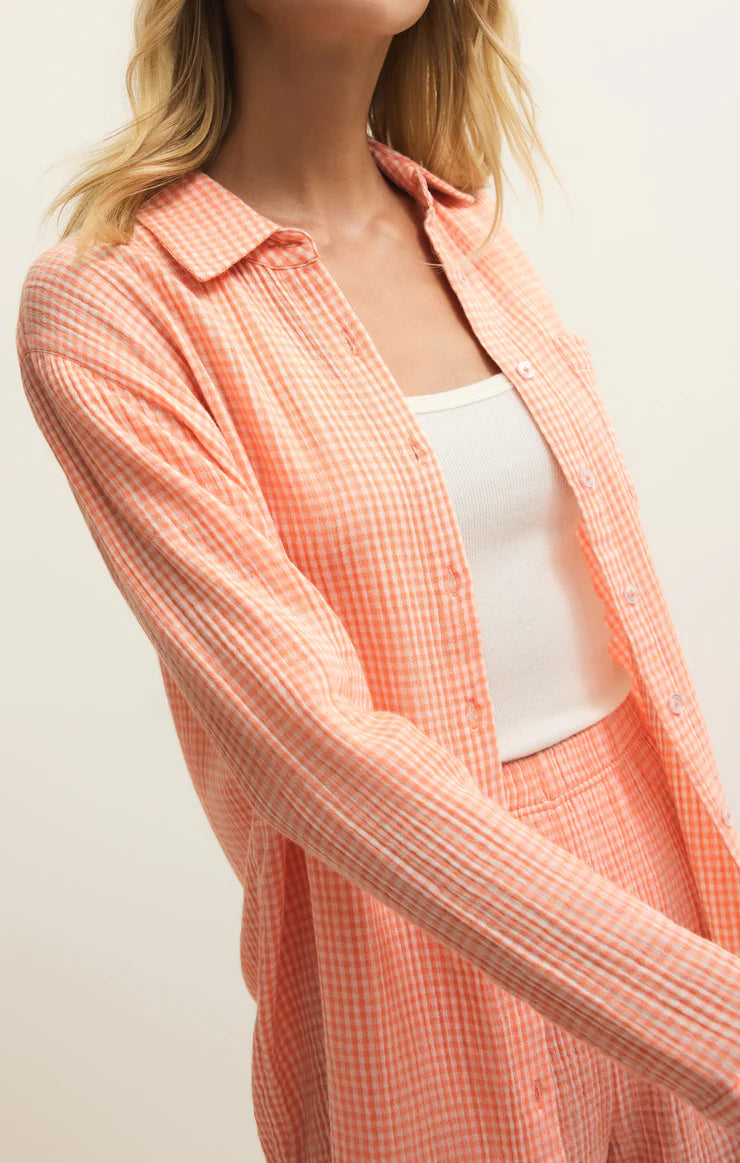 Z Supply Classic Gingham Top - Cantaloupe