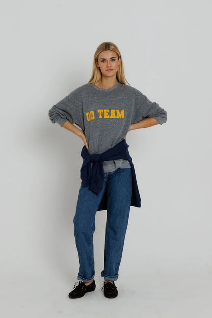 Sunny Somewhere - Go Team Oversized Crew Sweatshirt - Gold