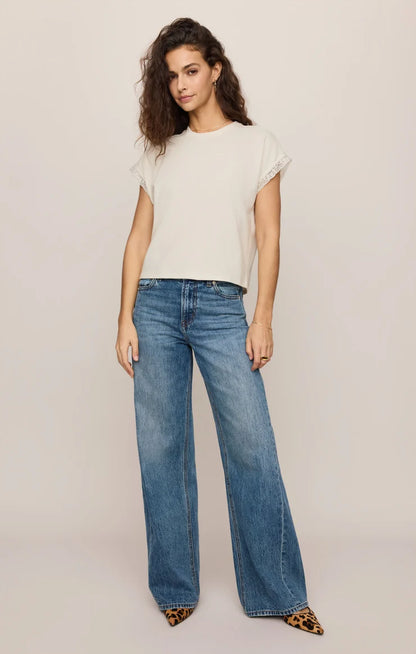 Z Supply Marika Lace Trim Muscle Tee - Cloud