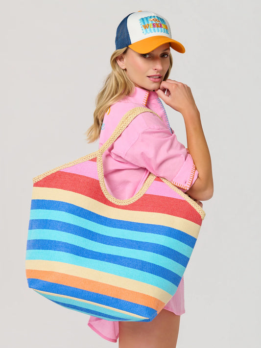 Striped Capri Beach Tote Bag