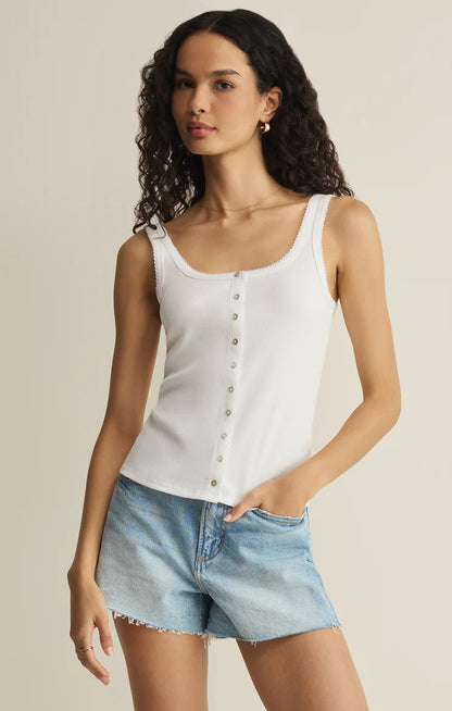 Z Supply Niko Scallop Rib Tank Top - White