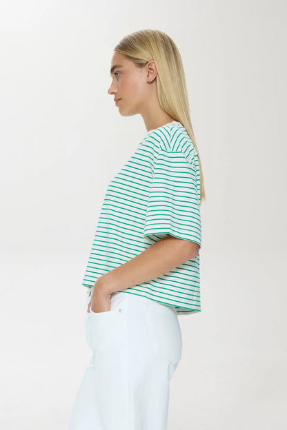 Pistola Mae Cropped Tee - Vert Stripe
