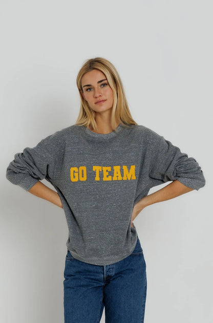 Sunny Somewhere - Go Team Oversized Crew Sweatshirt - Gold
