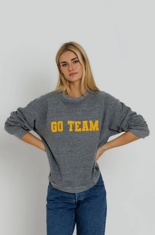 Sunny Somewhere - Go Team Oversized Crew Sweatshirt - Gold