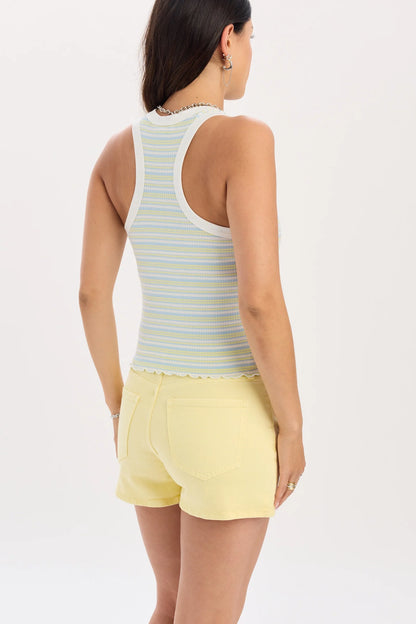 Daze - Astra Racerback Tank Top - Lemon Stripe
