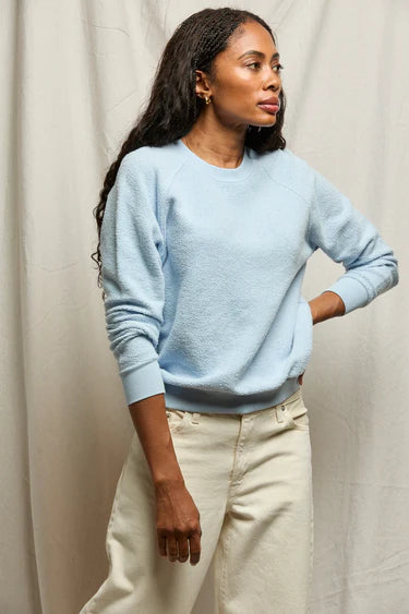 perfectwhitetee -  ziggy inside-out shrunken crewneck sweatshirt - powder blue