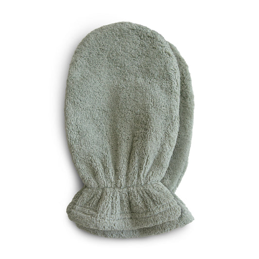 Mushie Organic Cotton Bath Mitt 2-Pack (Moss)