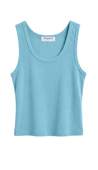 perfectwhitetee blondie rib tank - milky blue