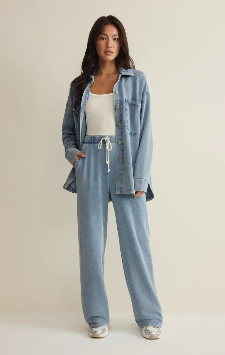 Z Supply All Day Knit Denim Jacket - Ocean Air Indigo