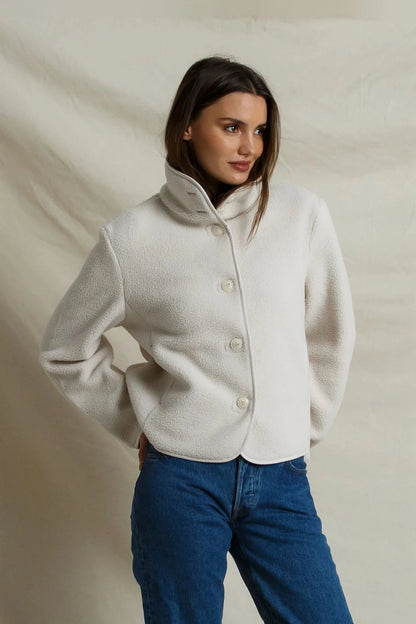 perfectwhitetee - tara sherpa button front jacket - sugar