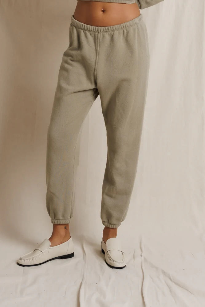 perfectwhitetee- johnny french terry easy sweatpant - dark olive speckled