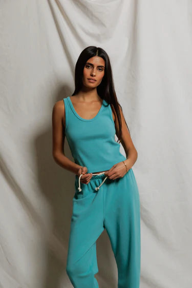 perfectwhitetee blondie rib tank - teal blue
