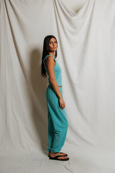 perfectwhitetee blondie rib tank - teal blue