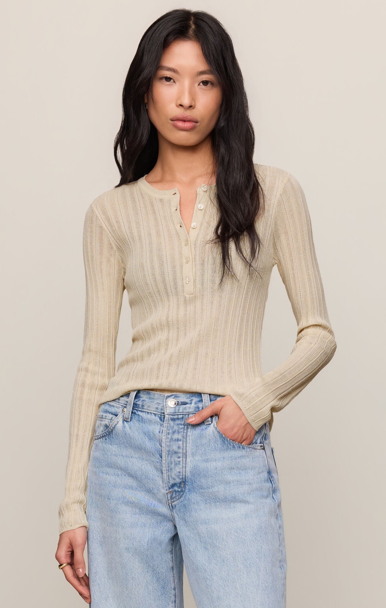 Z Supply Rowena Fine Knit Henley Sweater - Sandstone