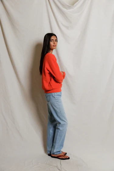perfectwhitetee - ziggy inside out shrunken sweatshirt - clementine
