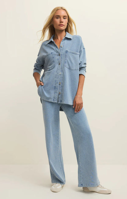 Z Supply All Day Knit Denim Jacket - Ocean Air Indigo