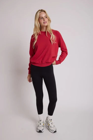 perfectwhitetee alexi french terry raglan crew sweatshirt - true red
