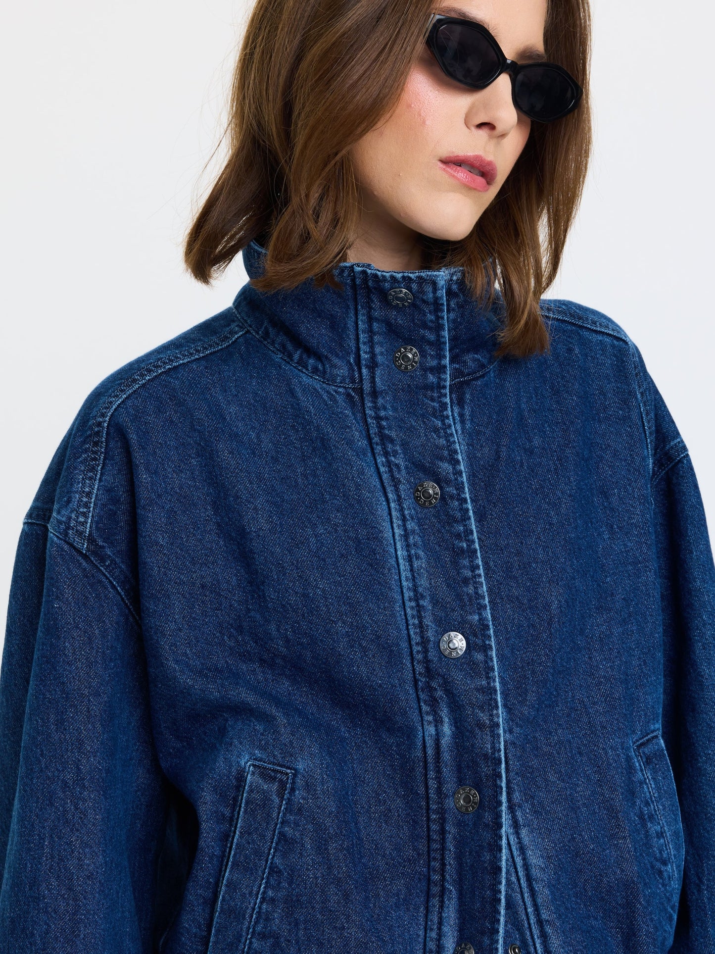 Daze Phantom Funnel Neck Denim Jacket - Rush