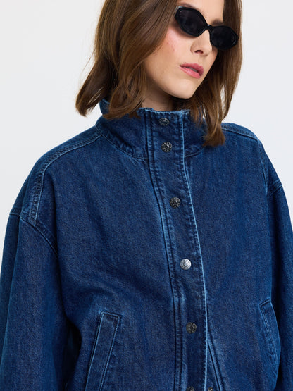 Daze Phantom Funnel Neck Denim Jacket - Rush