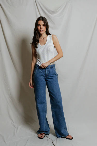 perfectwhitetee kendra brushed sweater tank  - pacific blue