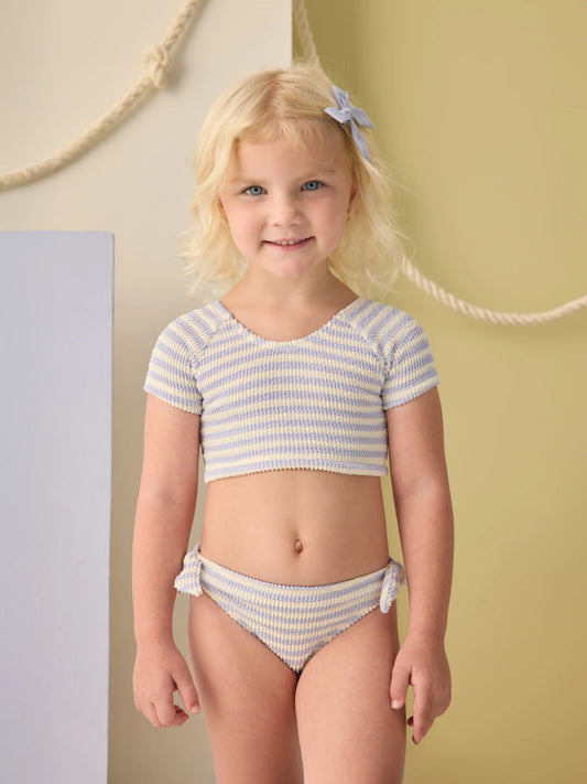 RYLEE + CRU SWIM CROPPED RASHGUARD SET - PERIWINKLE STRIPE