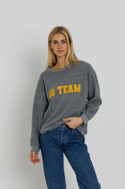 Sunny Somewhere - Go Team Oversized Crew Sweatshirt - Gold