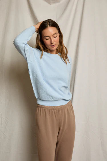 perfectwhitetee -  ziggy inside-out shrunken crewneck sweatshirt - powder blue