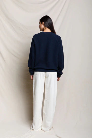 perfectwhitetee - ziggy inside out oversized sweatshirt - navy