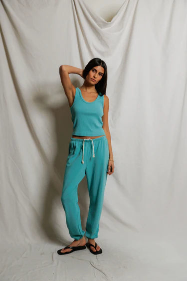 perfectwhitetee blondie rib tank - teal blue
