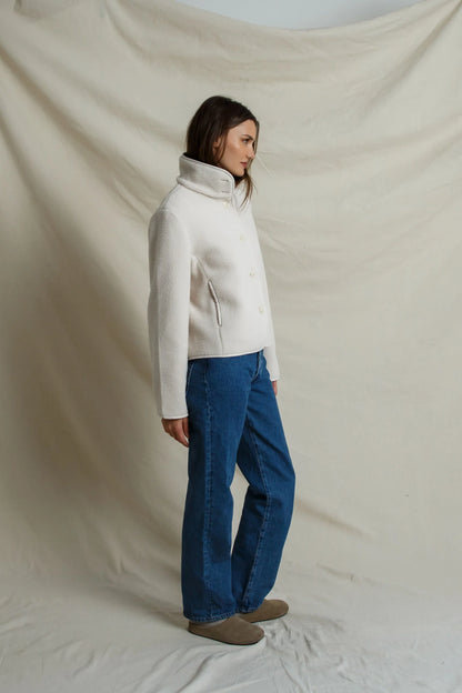 perfectwhitetee - tara sherpa button front jacket - sugar
