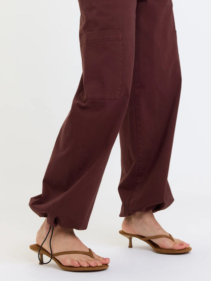 Daze Mirage Mid-Rise Cargo Harem Pants - Cherry Cola