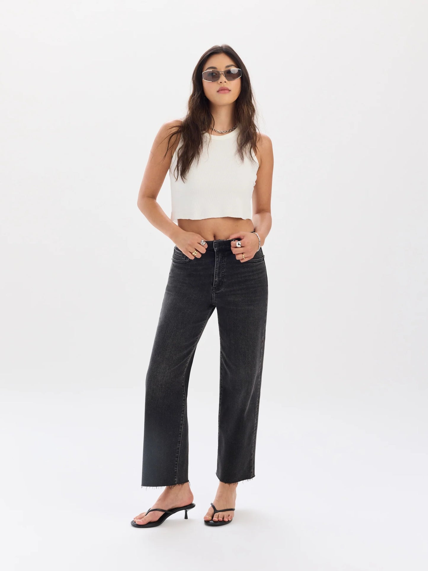 Daze Pleaser High Rise Wide Ankle Jeans - Twilight