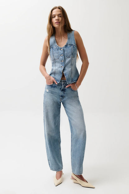 Pistola Wes High Rise Barrel Jeans - Blue Cloud