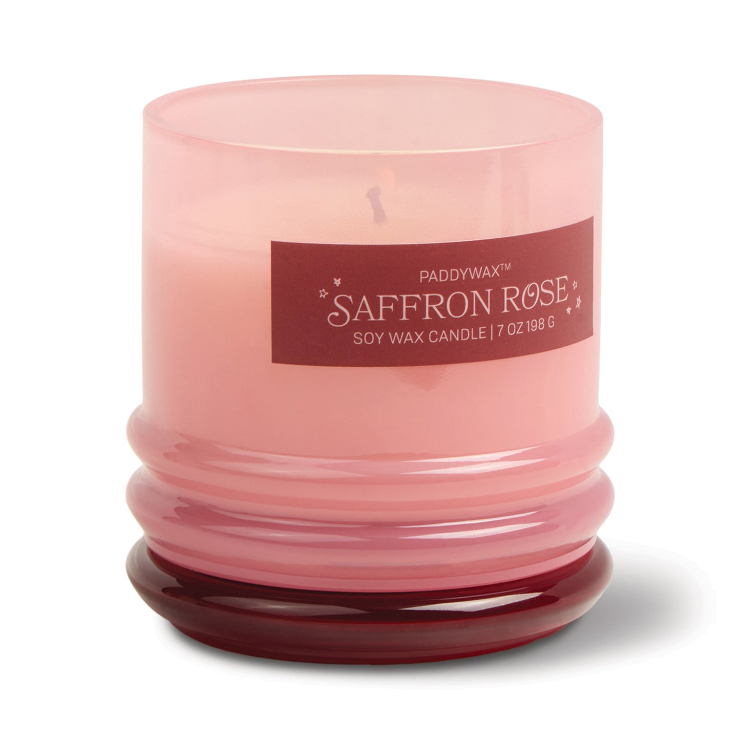 Paddywax Stacked Glass 7oz Candle - Red & Pink - Saffron Rose