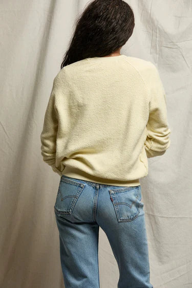 perfectwhitetee -  ziggy inside-out shrunken crewneck sweatshirt - custard