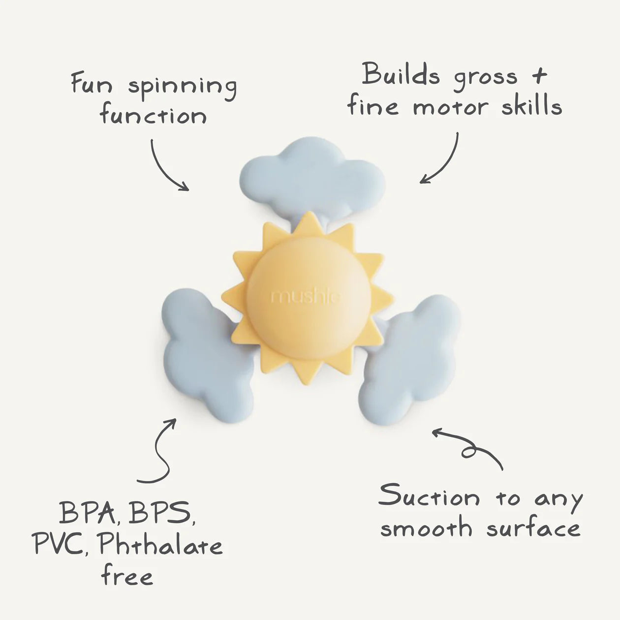 Mushie Silicone Suction Spinner Toy - Sunshine
