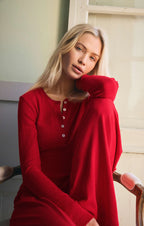 Z Supply Festive Red Luxe Pointelle Long Sleeve Top