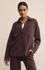 Z Supply All Day Knit Denim Jacket - Chocolate Cherry