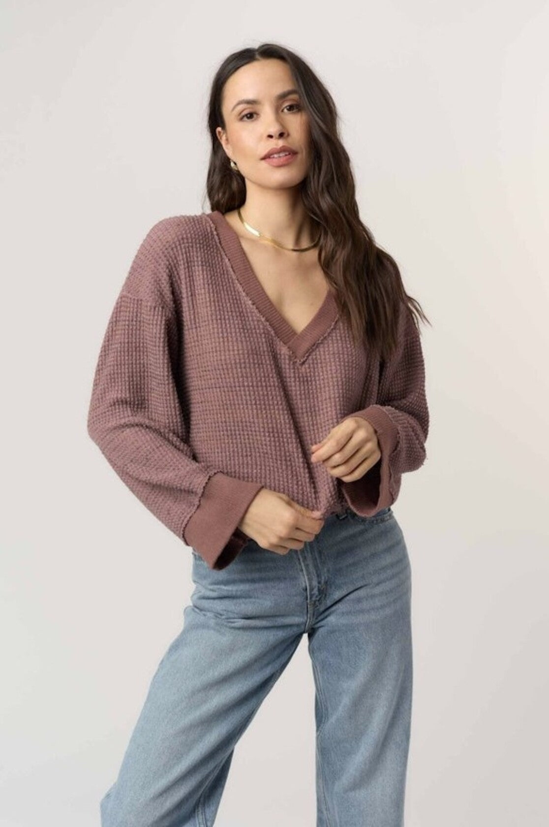 Project Social T Justina Brushed Thermal V-Neck Pullover
